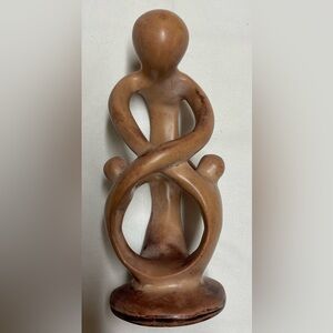 Handcrafted Abstract Embrace Sculpture - Brown Home Art